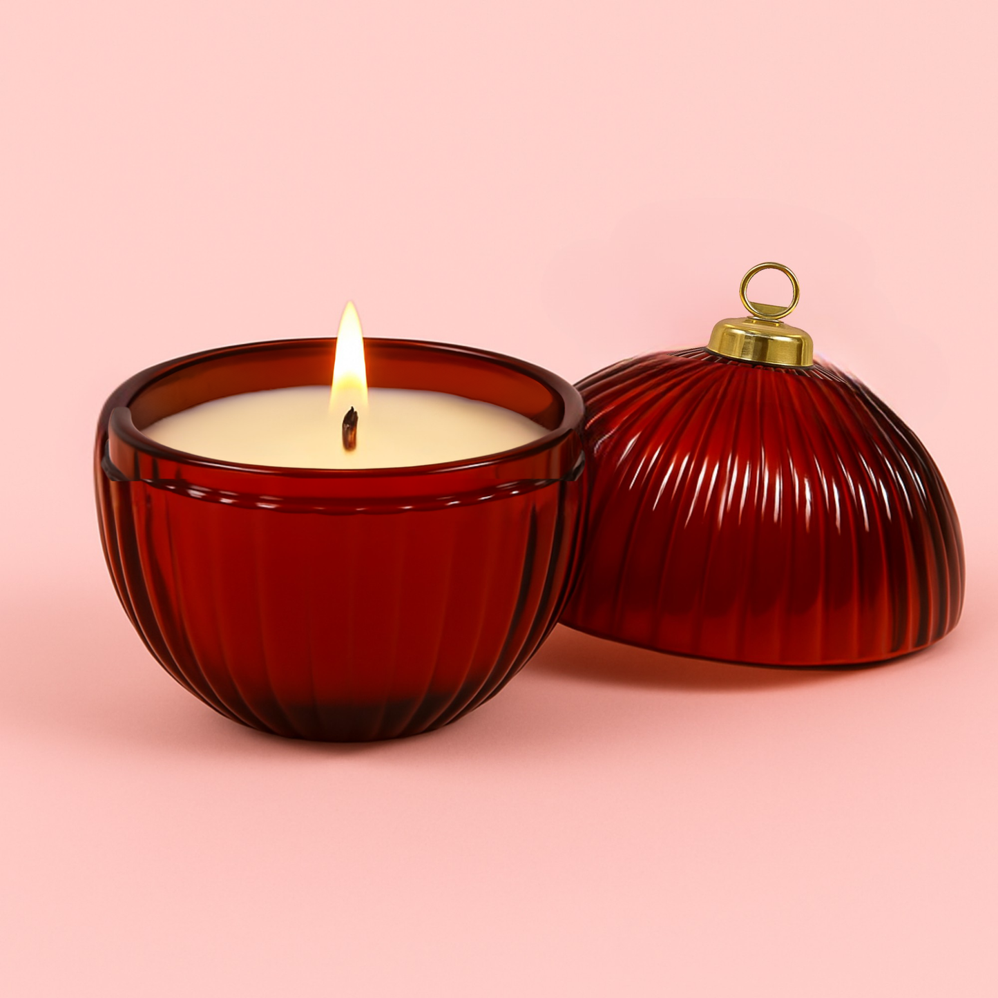 Christmas Bauble Candle – Red Ornament Decor